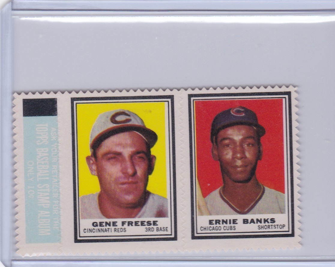 PD: 1962 Topps BB Stamp Panel - Gene Freese & Ernie Banks - NrMt