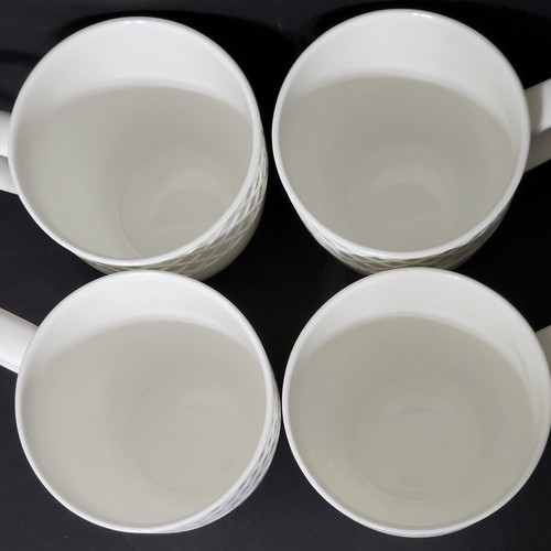 4 MIKASA TRELLIS Cups Mugs Bone China White 14oz Basket Weave FARMHOUSE FRESH - Picture 3 of 4