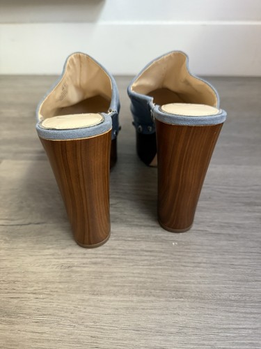 Jessica Simpson Ash Blue Dalila Wooden Platform Studded Clogs Size 6 - Picture 4 of 9
