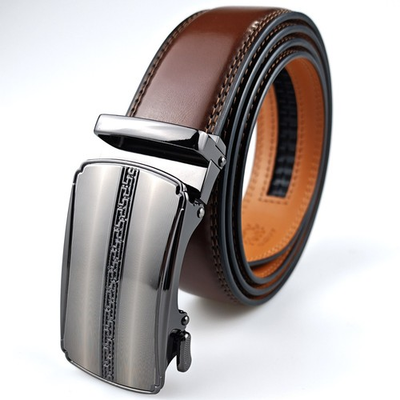 #ad Genuine Leather Mens Ratchet Belts For Men Adjustable Automatic Buckle Casual S7 $12.99