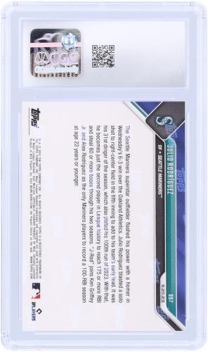 Julio Rodriguez Mariners 2023 Topps 2nd Player w/175+ RBI & 60+ SBs CGC 10 Card - Picture 2 of 3