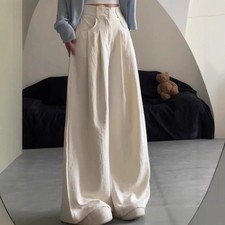 Women Trendy Wide Leg Casual Flowy Straight Leg Relaxed Yamamoto Style Trousers