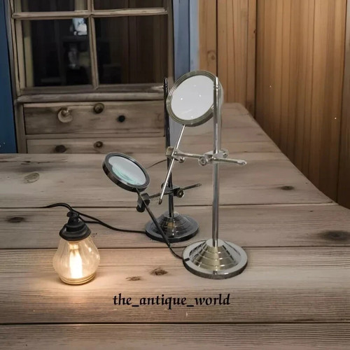 Antiguo Lote de 3 Lupas Latón Náuticas Completas Con Soporte Latón Regalo - Imagen 2 de 4