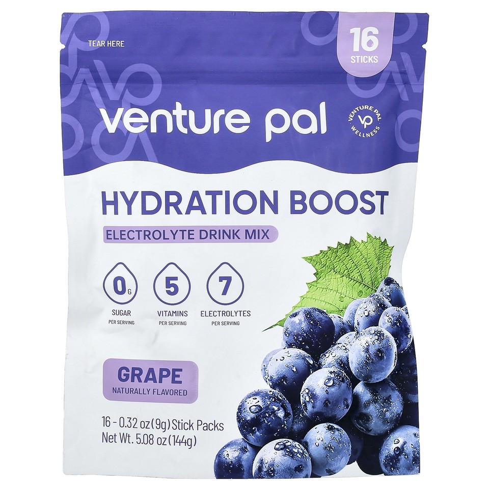 Hydration Boost, Electrolyte Drink Mix, Grape, 16 Stick Packs, 0.32 oz (9 g)
