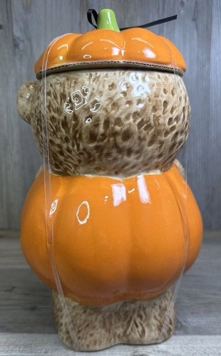 TIKTOK VIRAL HALLOWEEN CRIATURAS ESPELUZNANTES OSO CALABAZA TARRO DE GALLETAS 10" T X 6" W NUEVO CON ETIQUETAS - Imagen 3 de 7