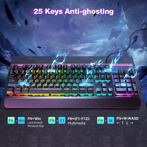 Gaming Keyboard, 15-Zone RGB Illumination, All-Metal Panel Keyboard, IP32 Wat... - Picture 4 of 8