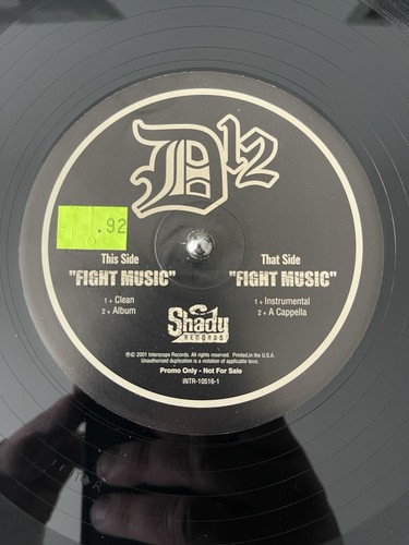 D12 + EMINEM - FIGHT MUSIC (12") 2001 RARE DR. DRE + OBIE TRICE Rap Hip Hop - Picture 3 of 5