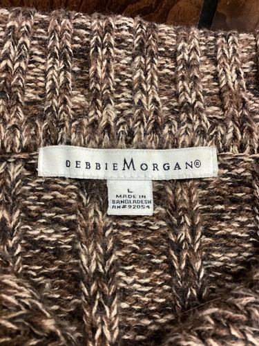 Suéter Debbie Morgan Mujer Grande Marrón Mármol Tejido con Cable Botón Frontal Cárdigan - Imagen 10 de 14