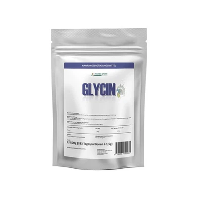 PHARMASPORTS Glycin 100% 500 g Pulver für Muskelaufbau und Regeneration VEGAN