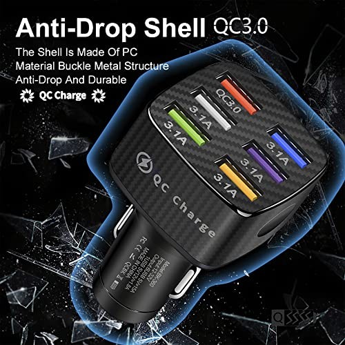 Auto Ladegerät Adapter, 6 USB Multi Port, Schnellladegerät, inkl. QC 3.0 schwarz 2 Stück - Bild 7 von 7