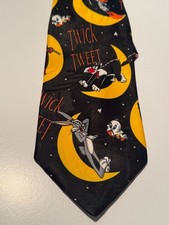 Vintage Looney Tunes Halloween Tie    Twick or Tweet    Taz, Daffy, Bugs Bunny 