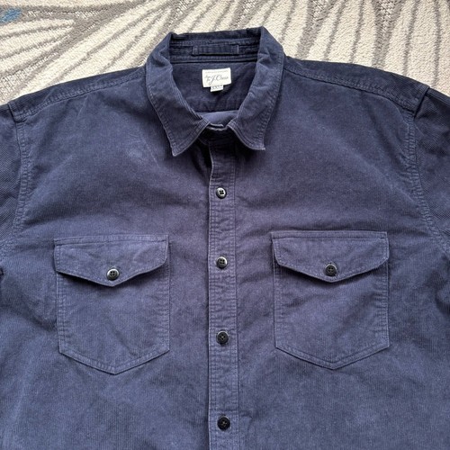 J. Crew Re-Imagined Herren Cord Langarm Button Down Navy Blau Größe XXLT - Bild 3 von 7