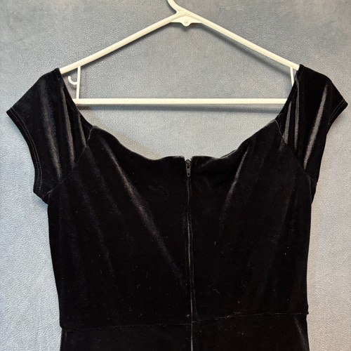 Windsor Black Velvet Maxi Full Length Thigh Slit Sweetheart Neck HOCO Prom Y2K - Picture 11 of 11