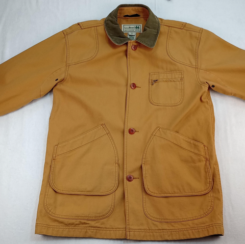 L.L.Bean Jacke Herren Medium hellbraun Scheunenmantel Canvas kariert gefüttert Cordkragen