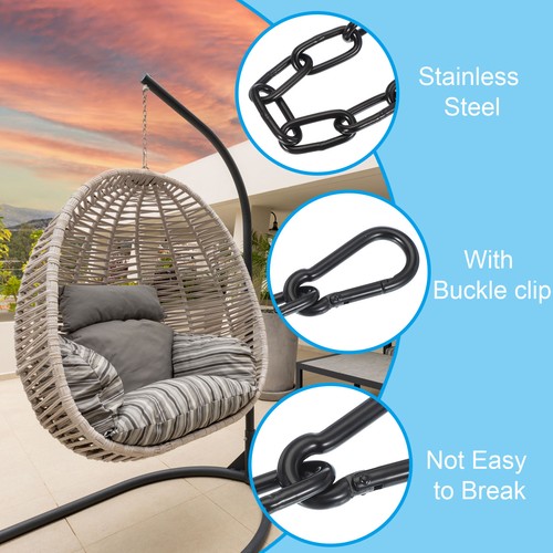 5/32 x 40" Fitness Chain Porch Hanging Swing Chair Chain Heavy Duty Black - Picture 3 of 7