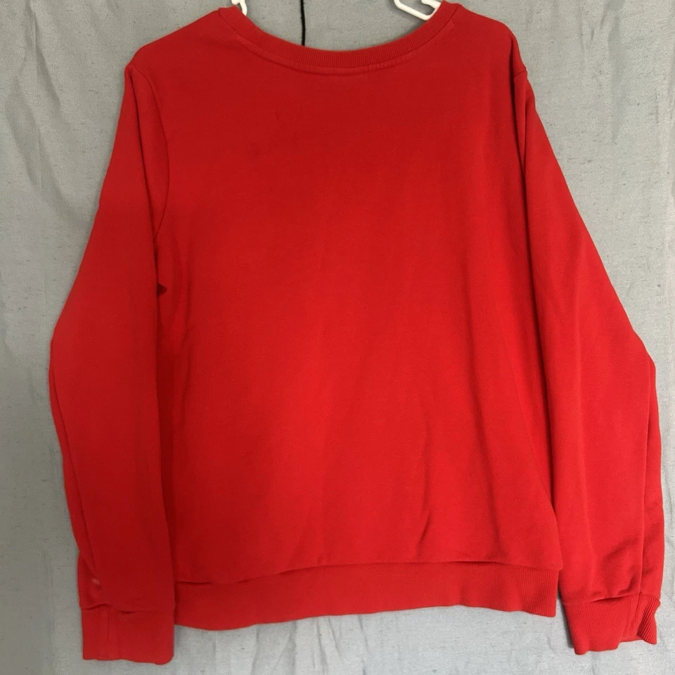Adidas Embroidered Trefoil Crewneck Sweatshirt Red Size L - Image 3 of 4