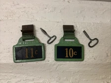 VTG 1920s Green Reversible 10/11 Cent General Store Metal Shelf Hang Price Tag