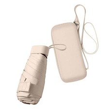 Mini Travel Sun Umbrella for Purse With Case,Small Compact UV Umbrella Beige