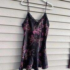 VTG 90's DELICATES SATIN Nightgown Floral Short Large Lingerie