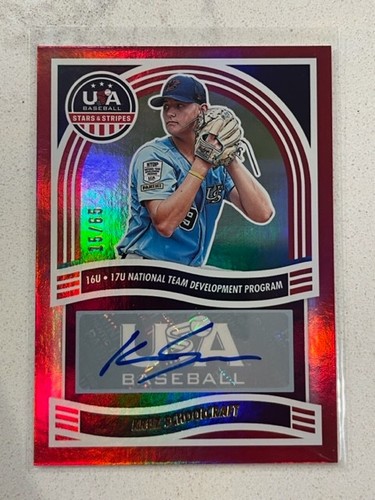 KRUZ SCHOOLCRAFT 2024 Panini USA Baseball Stars & Stripes RED Foil Auto # 15/65