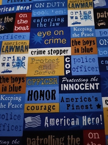 Police Officer Crime Cotton Fabric Quilting Crafts Novelty Print LEO