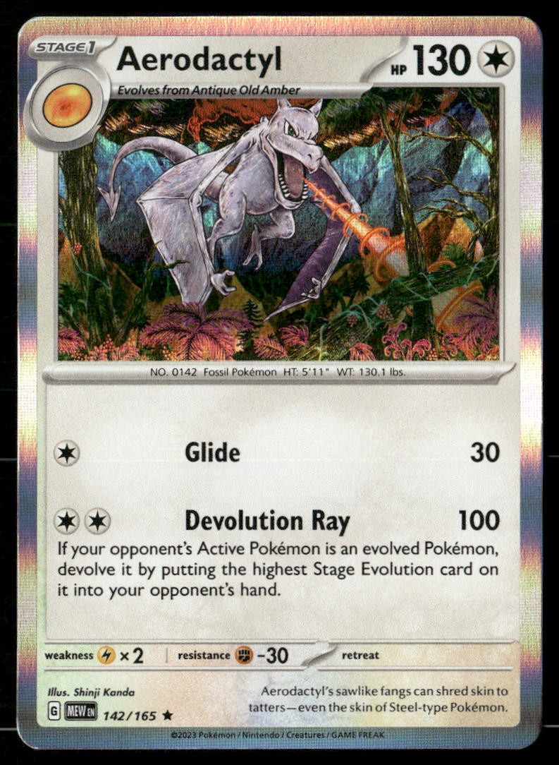 Aerodactyl 151 142/165 Rare Pokemon Near Mint