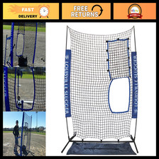 Flexible Batting Screen for Baseball/Softball Training - Blue/Black, Durable Des