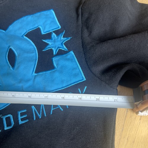 Vintage Y2K DC Shoes Black Blue Logo Skater Full Zip Hoodie Sweater Men's Size M - Picture 6 of 8