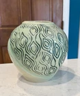 VTG Hand thrown Studio pottery vase Biomorphic Celadon glaze sculptural signed
