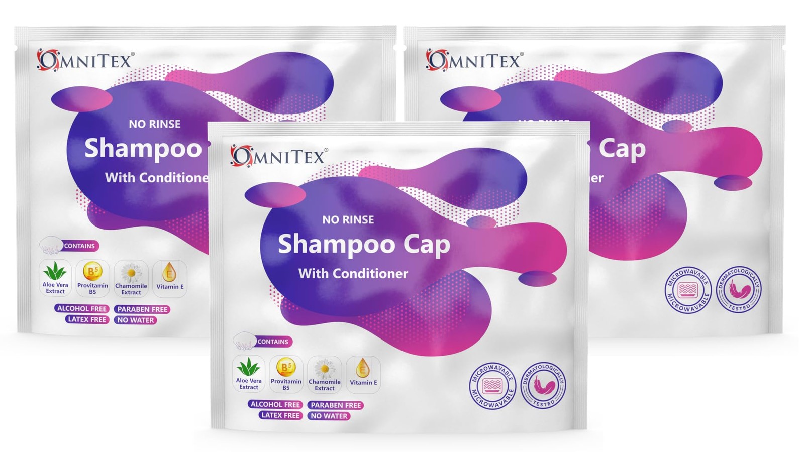 No Rinse Waterless Shampoo Caps - Triple Pack - With 1 count (Pack of 3)