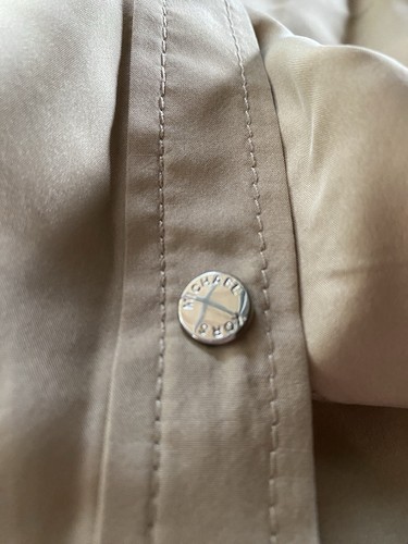NWT MICHAEL Michael Kors Medium Beige 100% Silk BeltSnap Button Shirtdress Dress - Picture 12 of 14