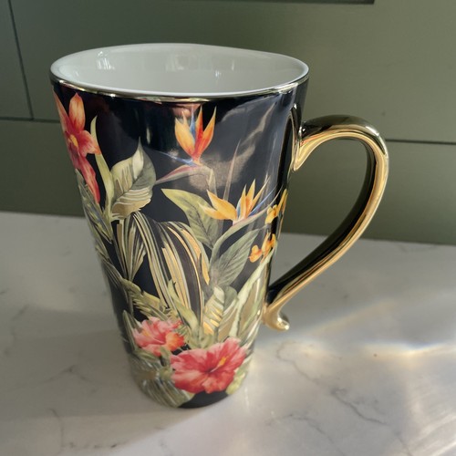 NUTMEG FINE CHINA TALL LATTE COFFEE TROPICAL MUG TEA COFFEE