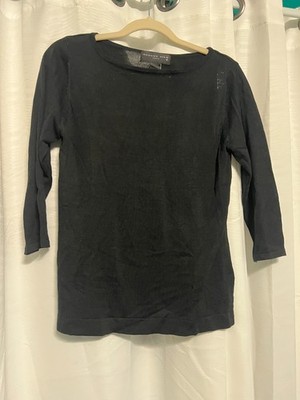 August Silk Women s Medium Black 100% Silk Knit Top Minimalist Capsule Wardrobe