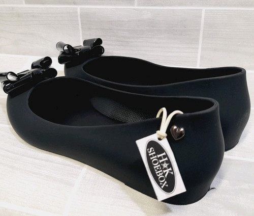GIRLS BACK TO SCHOOL WORK SLIP ON BOW JELLY BALLERINA LOAFER DOLLY SHOES SIZE - Picture 13 of 14