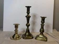 Brass Candlesticks Set of 3 Unmatched