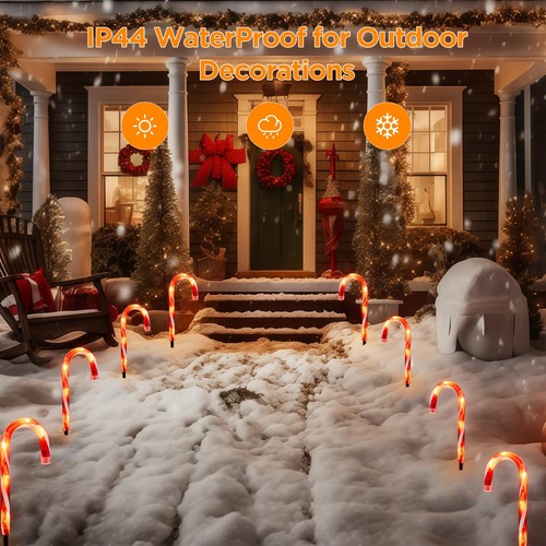 Christmas Candy Cane Pathway Lights Outdoor, 10Pcs 14 Inch LED Stakes with Wa... - Picture 5 of 8