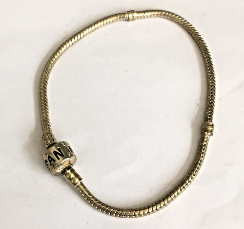 VINTAGE GOLD TONE SNAKE CHAIN PANDORA MARK 925 BRACELET READ
