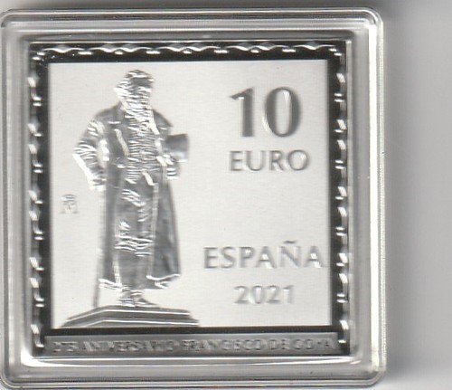 Spagna 2021 10€ Goya La Cometa Ag.999 31,41g 36mm 2,5mm Proof+Custodia COA - Foto 2 di 10