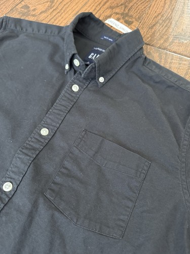 Gap Long Sleeve Oxford Shirt in Black in Slim Fit Stretch - Conversion Cotton L