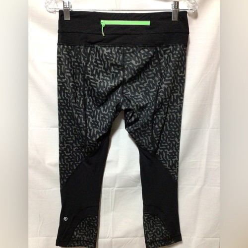 Leggings Lululemon Run Inspire Crop II Block it Bolsillo Negro Gris Talla 6 - Imagen 2 de 12