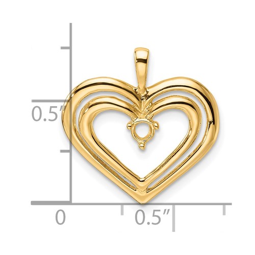 14k Double Heart Diamond Pendant Mounting Bracelet Necklace - Picture 4 of 4