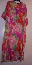 Natori Satin Robe Kaftan Batwing Sleeve Loungewear Size S