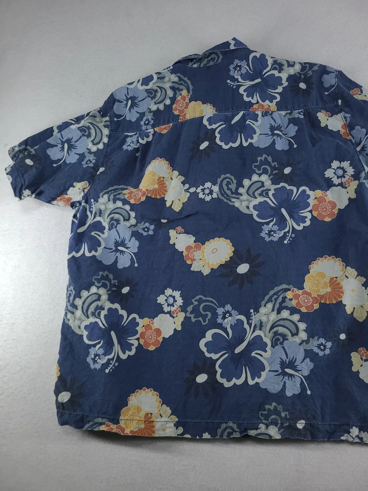 Tommy Bahama Shirt Button-Up Short Sleeve Size XL SIlk Blue Floral Adult Mens - image 2 of 4