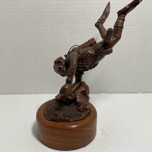 SAR DIVER (Fire, Police?) cold cast bronze Signed by Artist A. Rodriguez 1991