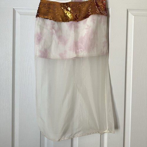 New Zara $139 100% Silk Sequin Organza Floral Midi Skirt Small 2475/800 - Picture 4 of 9