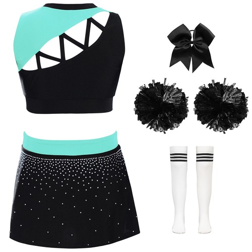 Girls Outfits Athletic Cheerleading Party Set Birthday Cheer Leader Cosplay - Picture 16 of 81