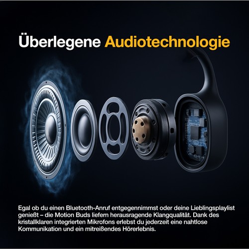 AGM Motion Buds Cuffie Open-Ear Sport Stereo Cuffie Microfoniche Auricolari - Foto 3 di 6