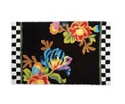 Mackenzie Childs Black Flower Market Bath Rug- Large