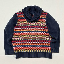 Janie and Jack Fair Isle Shawl Collar Sweater Multicolor Toddler Boys Size 4