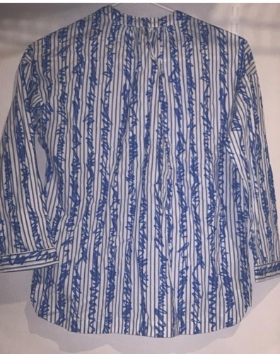 NWT Auth Burberry Children Girls Long Sleeve Dress Shirt Scribble print blue 10 - Picture 4 of 15